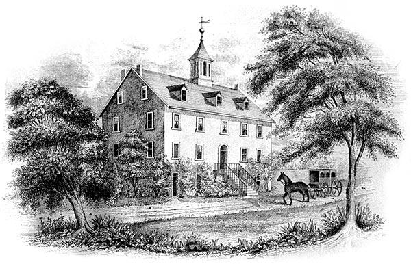 A horse-drawn carriage pulls up in front of the Academy